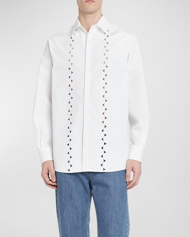 Mens Scalloped Broderie Anglaise Button-Down Shirt Product Image