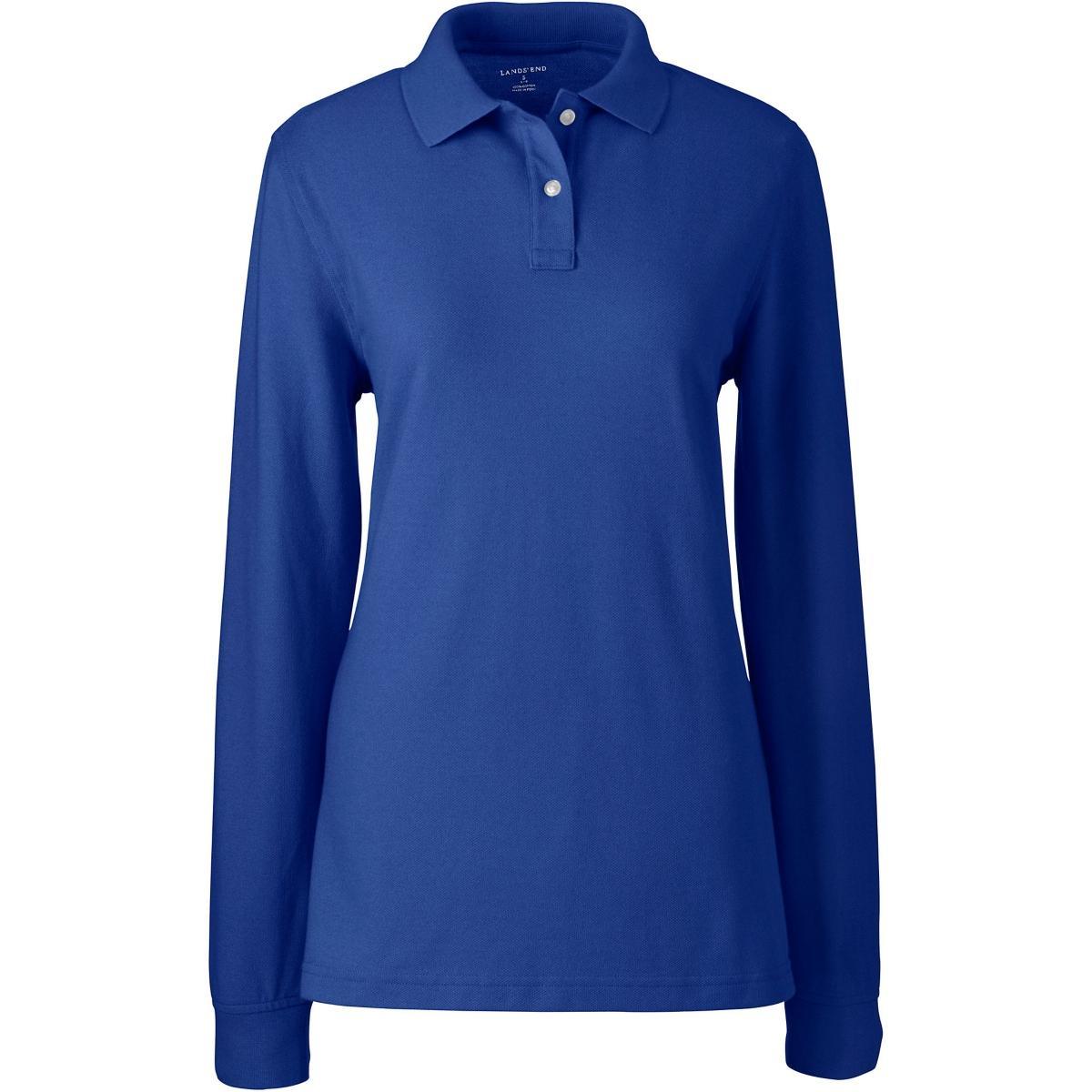 Lands End School Uniform Womens Tall Long Sleeve Mesh Polo Shirt Product Image