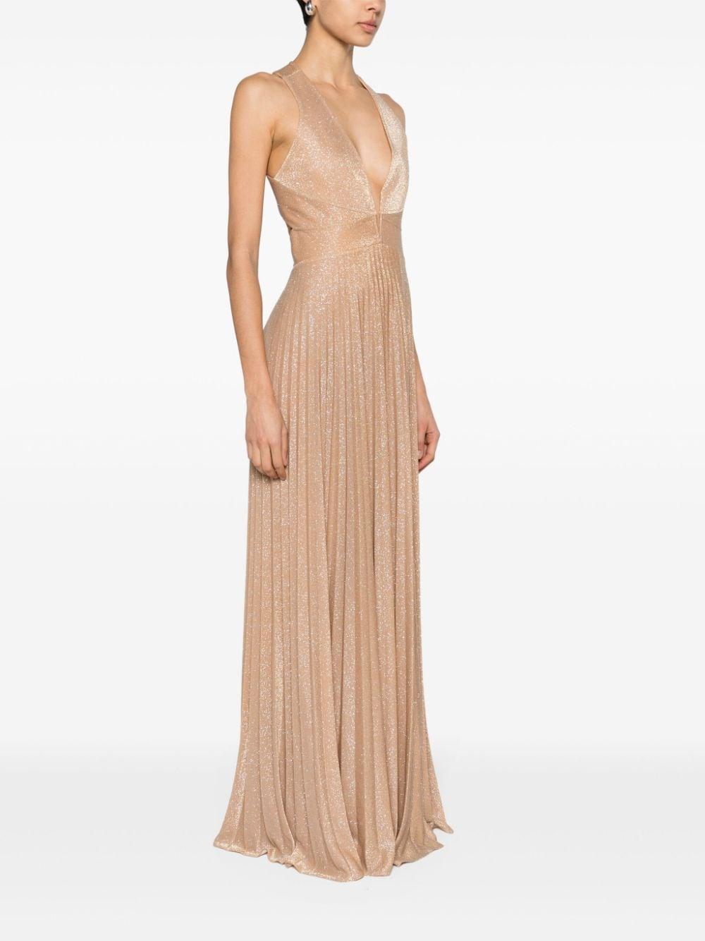 glittery plissé-effect gown Product Image