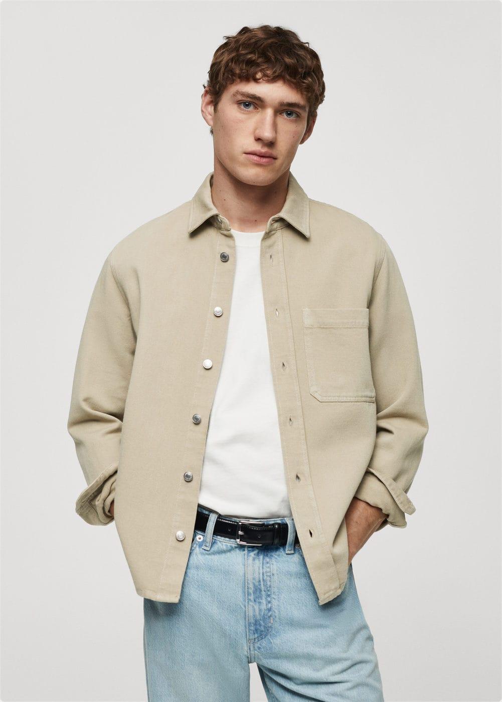 MANGO MAN - Regular-fit overshirt with pocket khakiMen Product Image