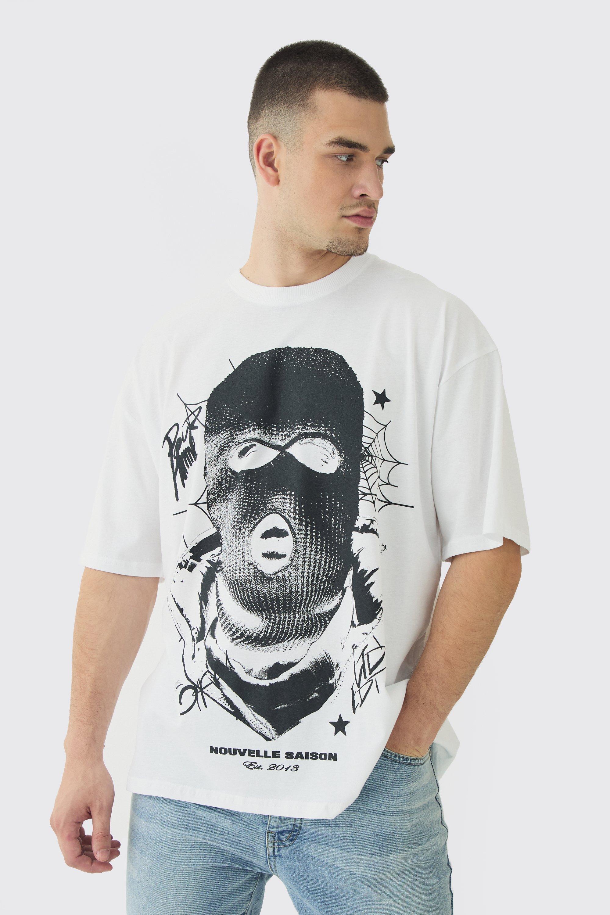 Tall Spiderweb Balaclava Graphic T-Shirt | boohooMAN USA Product Image