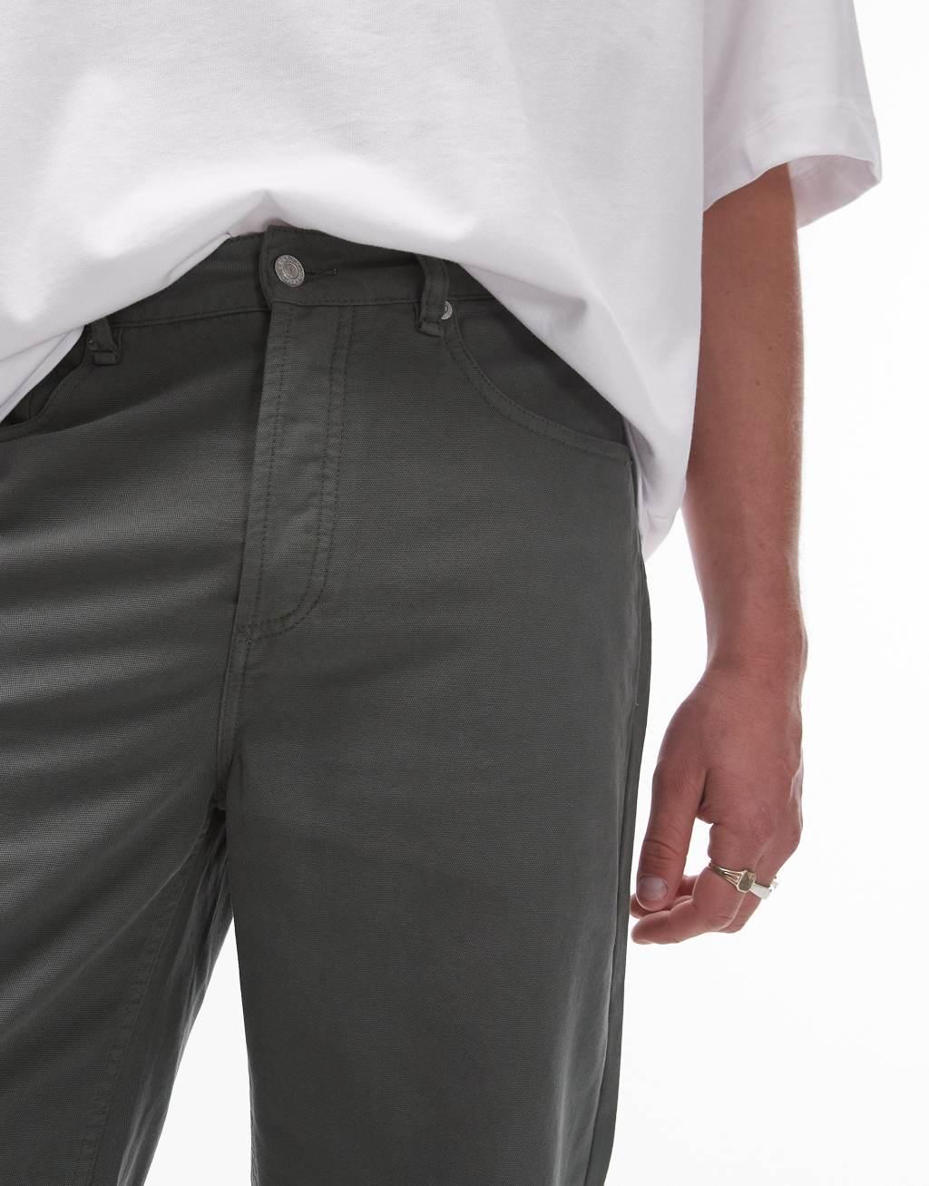 Topman loose pants in green Product Image