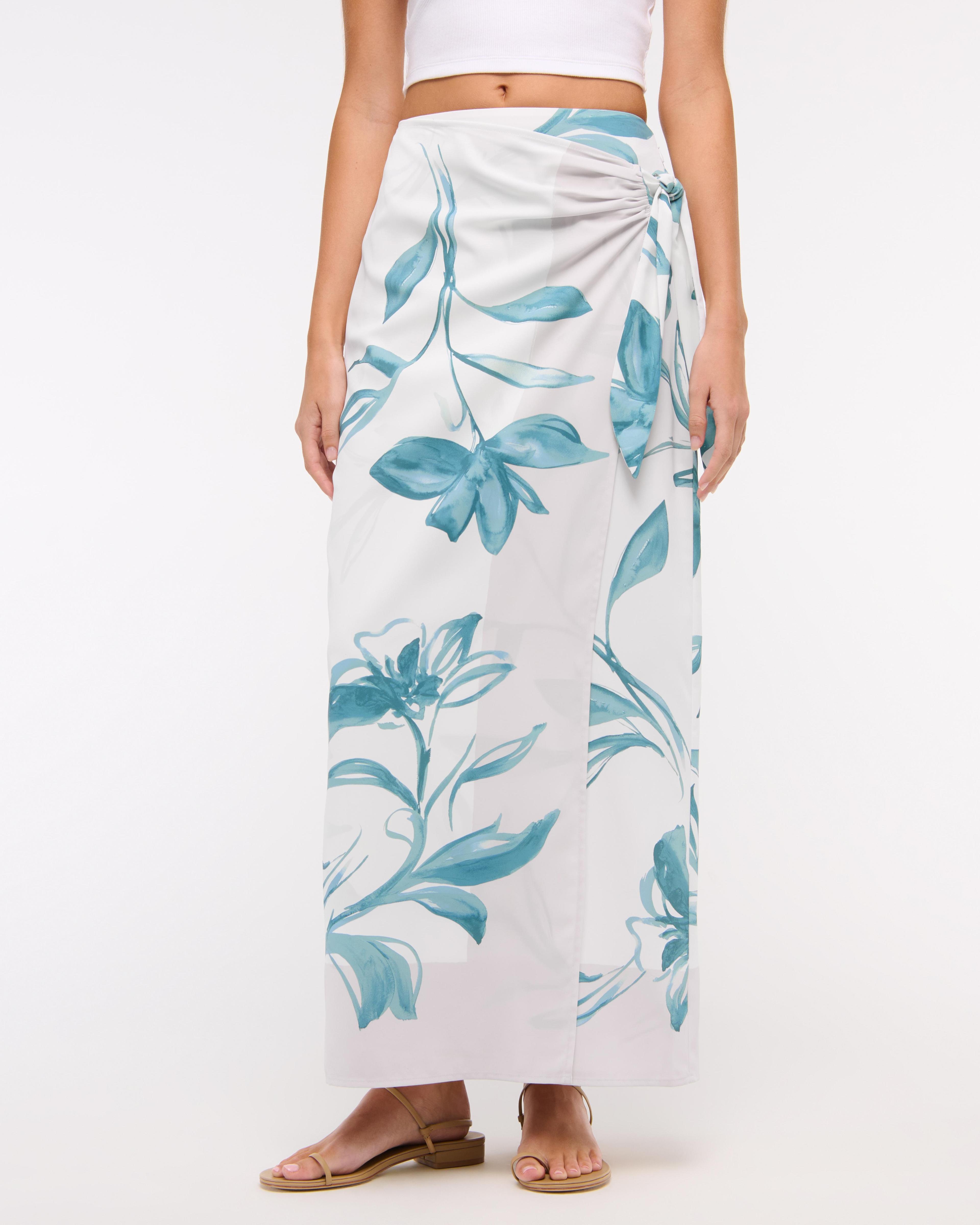 Mid Rise Wrap Maxi Skirt Product Image