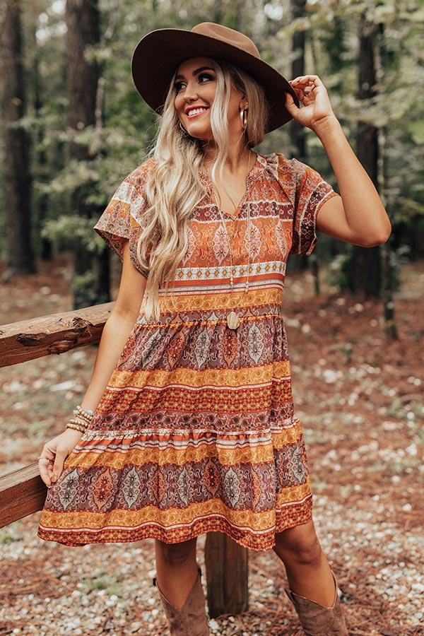 Autumn Instincts Shift Dress In Rust Product Image