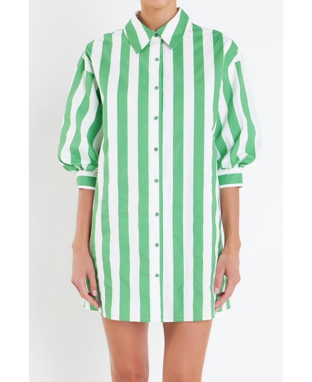 Women's Big Stripe Shirt Dress Product Image