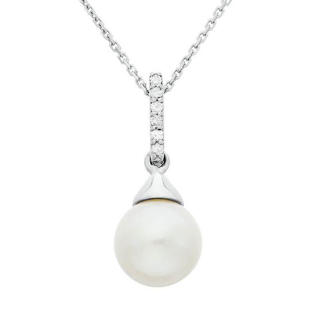 Freshwater Cultured Pearl and Diamond Accent Sterling Silver Pendant Necklace, Womens White Product Image