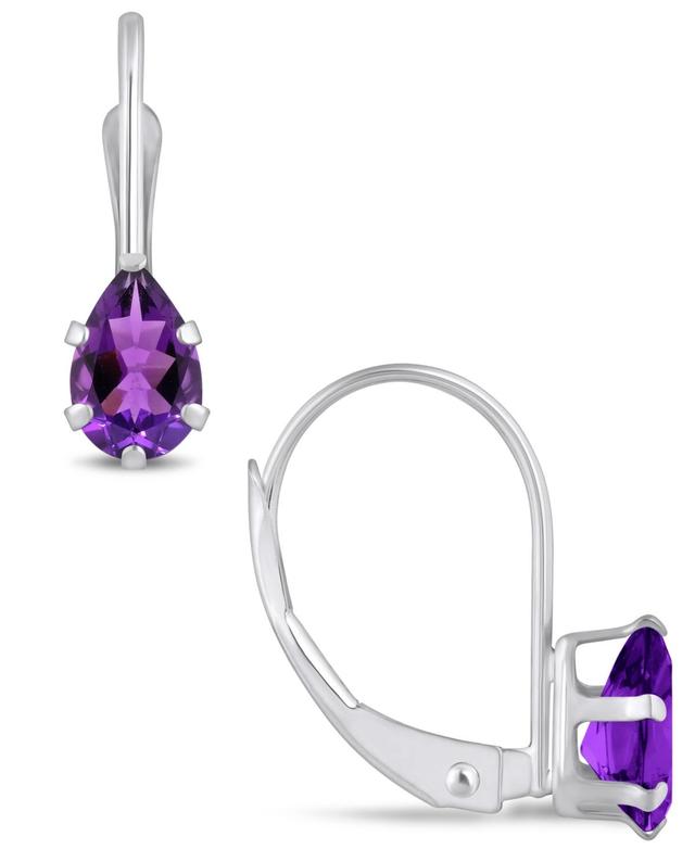 Macys Gemstone Leverback Earrings in 10K White Gold Product Image