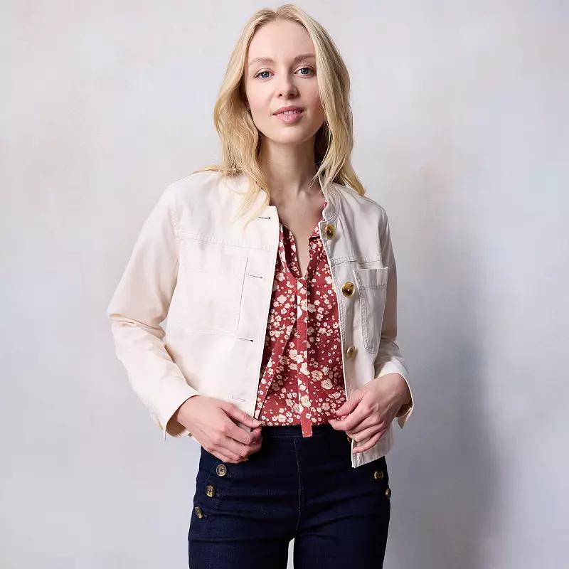 Womens LC Lauren Conrad Collarless Jacket English Ivory Product Image