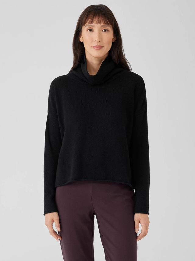 EILEEN FISHER Cotton and Recycled Cashmere Turtleneck Box-Topfemale Product Image