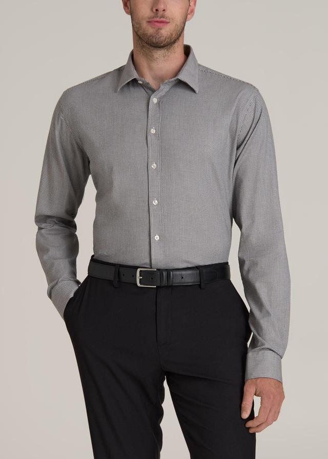 Oskar Button-Up Dress Shirt for Tall Men in Chocolate Houndstooth Product Image