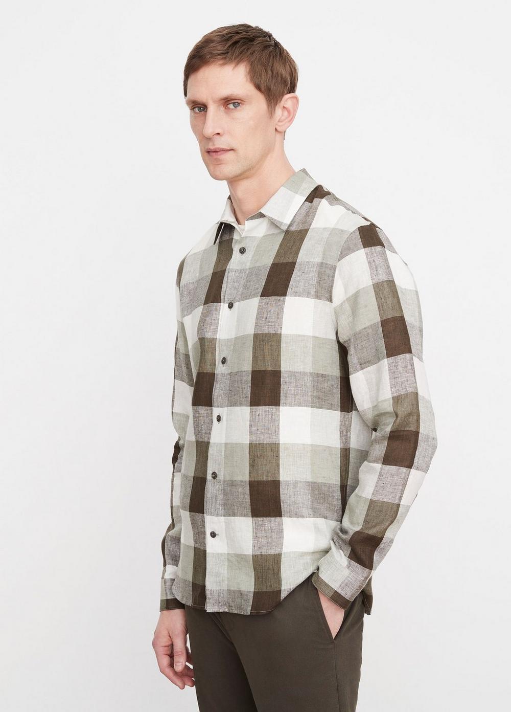 Madrid Buffalo Plaid Linen Long-Sleeve Shirt Product Image