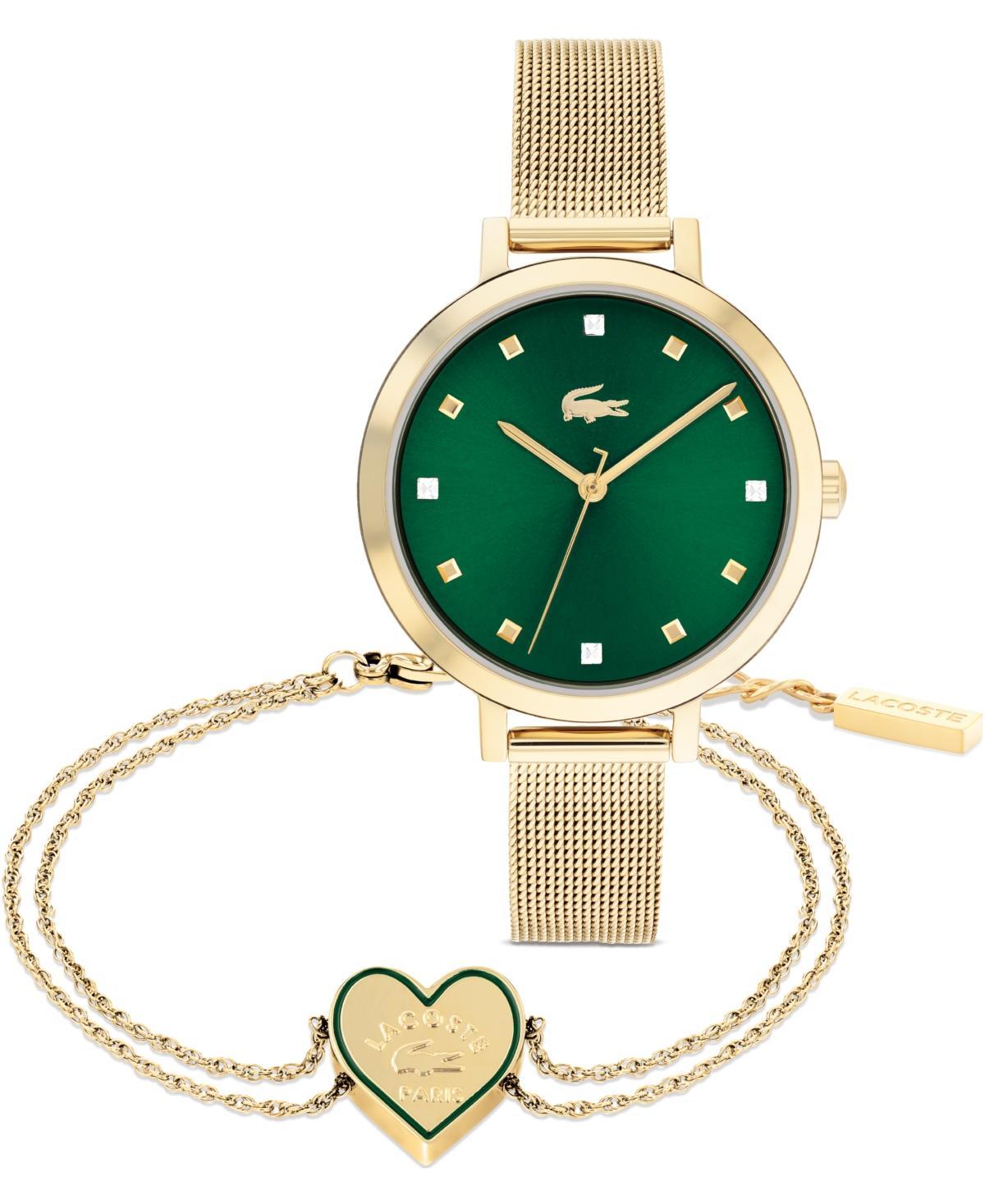 Lacoste Womens Gift Set Gold-Tone Stainless Steel Mesh Bracelet Watch 34mm - Gold Product Image