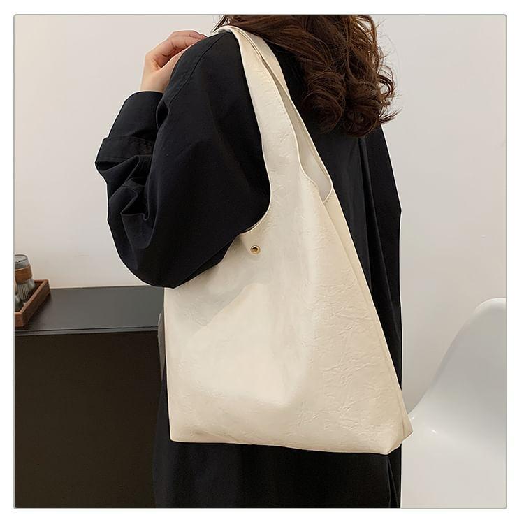 Plain Faux Leather Tote Bag Product Image