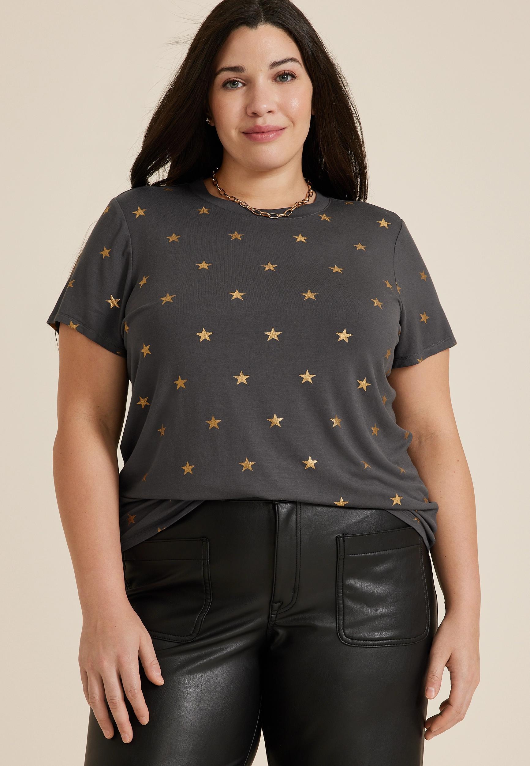 Maurices 3X Plus Size Womens 24/7 Kennedy Star Crew Neck Tee Product Image