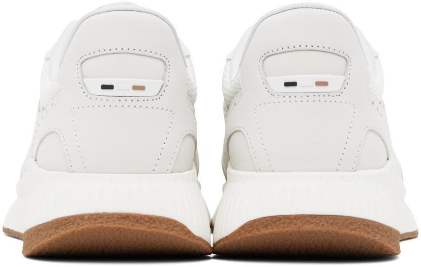 HUGO BOSS Leather Lace-up Trainers With Mesh Trims In Natural 102 Product Image