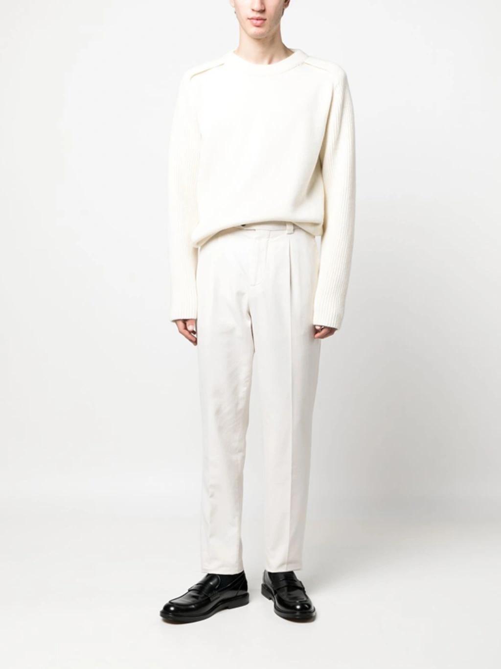 Straight-leg Gabardine Trousers In White Product Image