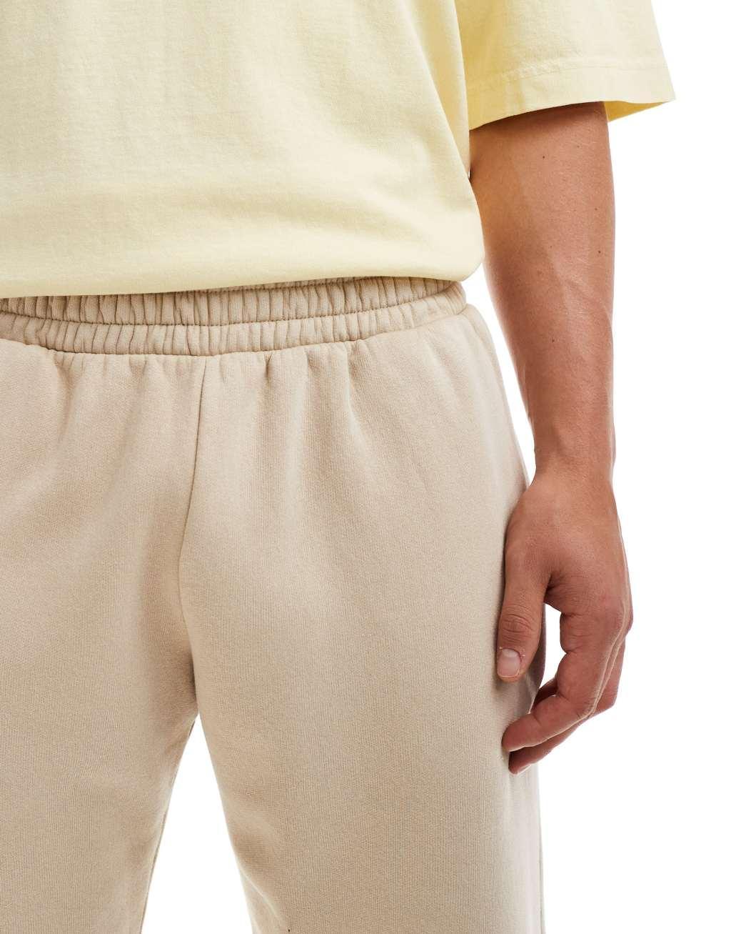 ADPT oversized wide fit sweatpants in washed beige  Product Image