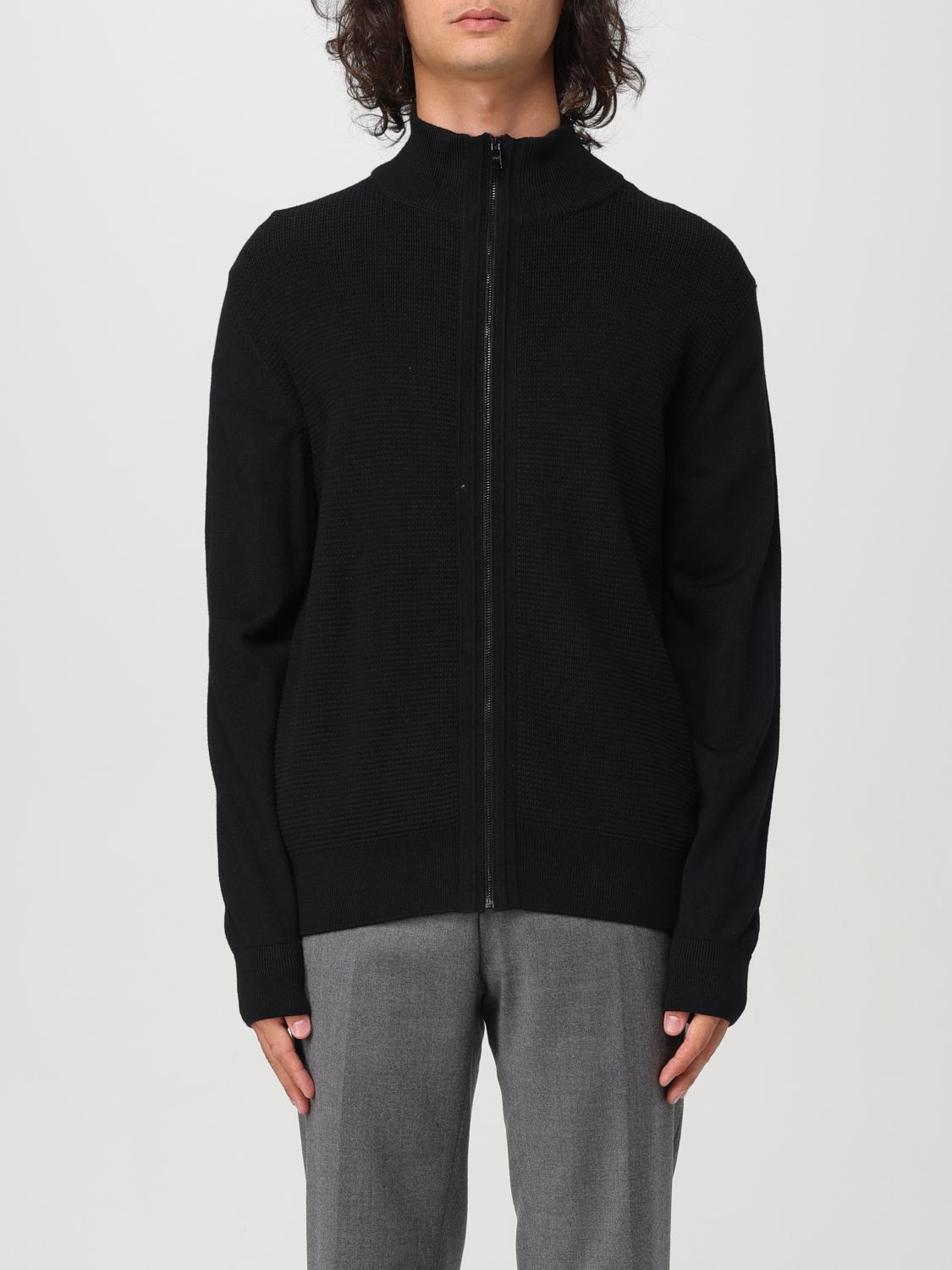 HUGO BOSS Zip-up Cardigan In Wool In Black Product Image