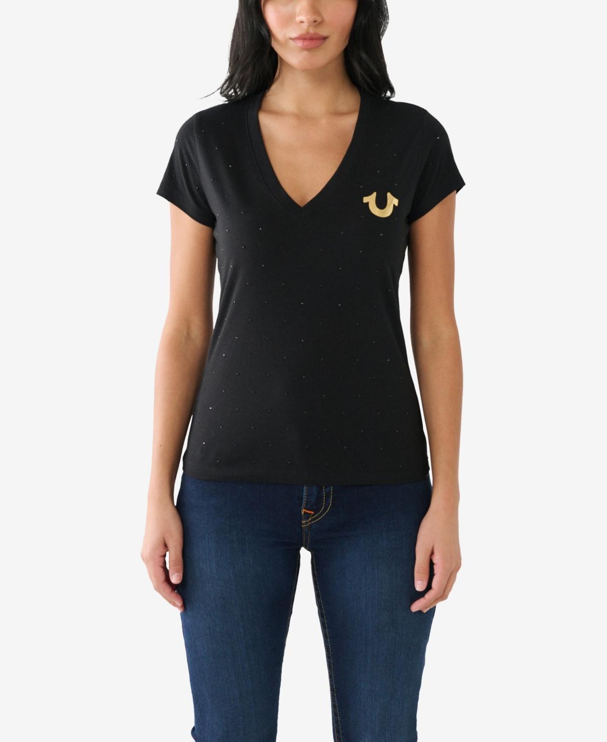 True Religion Womens Short Sleeve Horseshoe Slim V-neck T-shirt Product Image