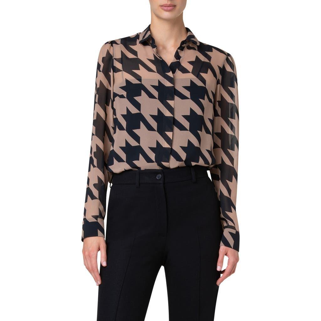 AKRIS PUNTO Houndstooth Print Button-front Blouse In Multi Product Image