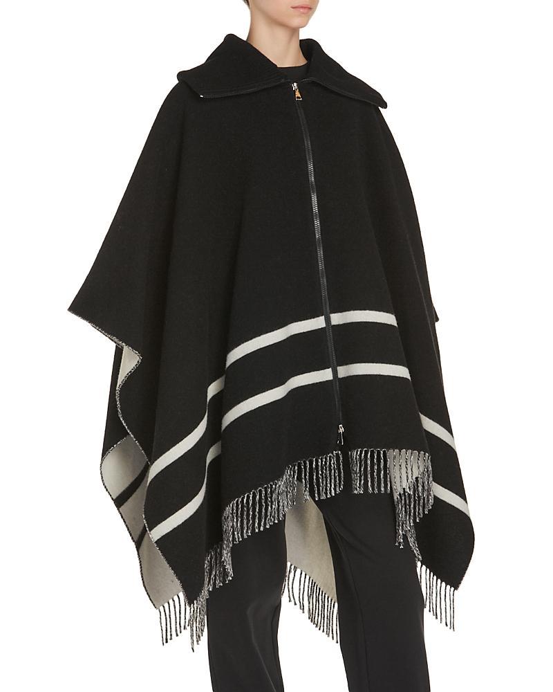 Moncler Fringe Wool Blend Cape Product Image