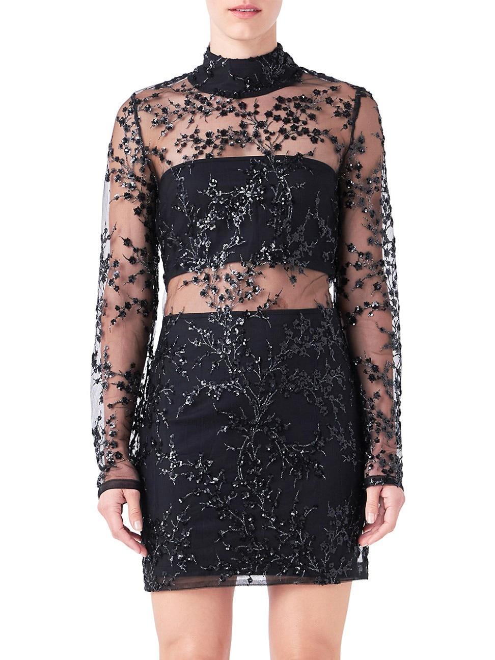 endless rose Womens Sequins Embroidered Mini Dress Product Image