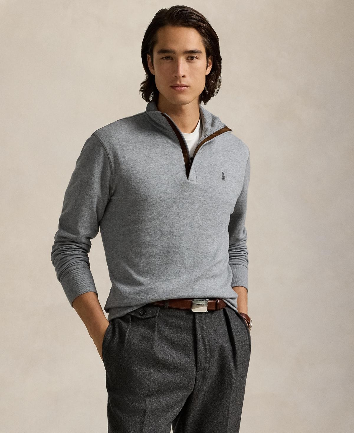 Mens Cotton Long-Sleeve Quarter-Zip Sweater Product Image