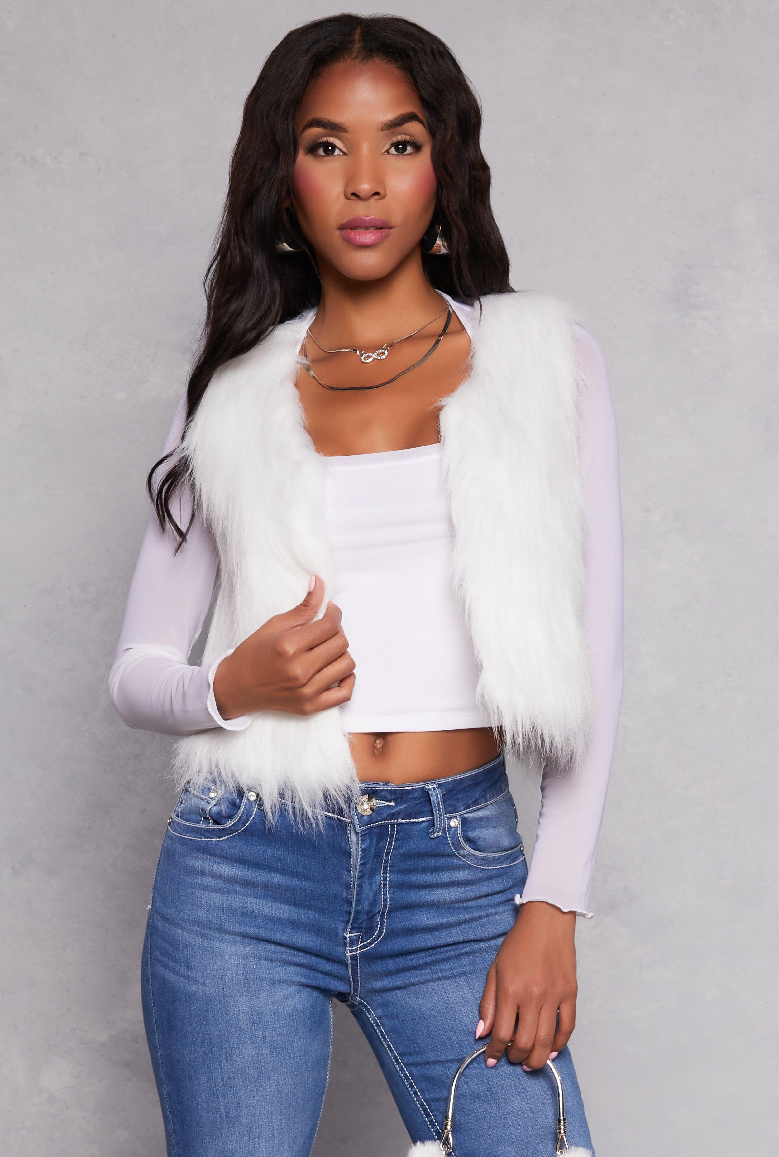 Womens Cropped Faux Fur Vest Product Image