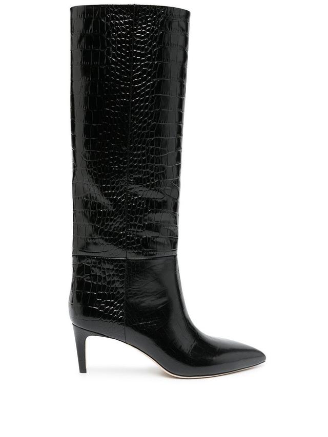 crocodile-embossed leather boots Product Image