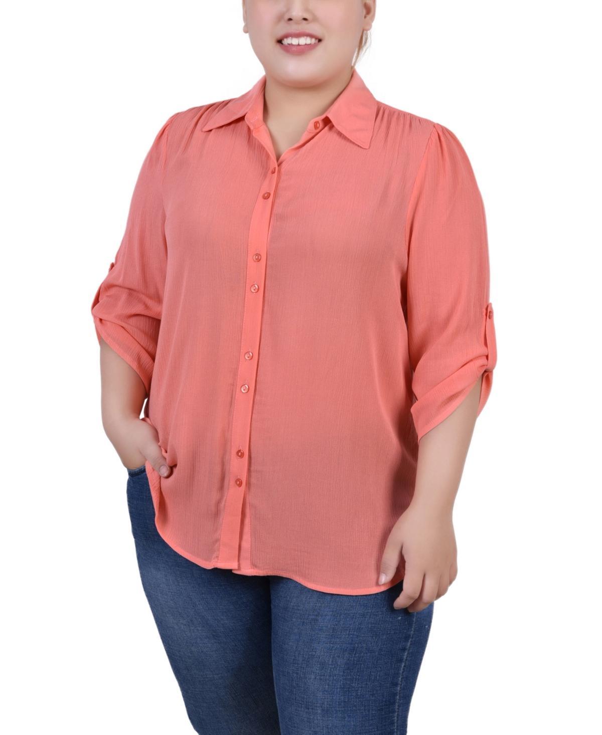 Ny Collection Plus Size 3/4 Sleeve Gauze Blouse Product Image