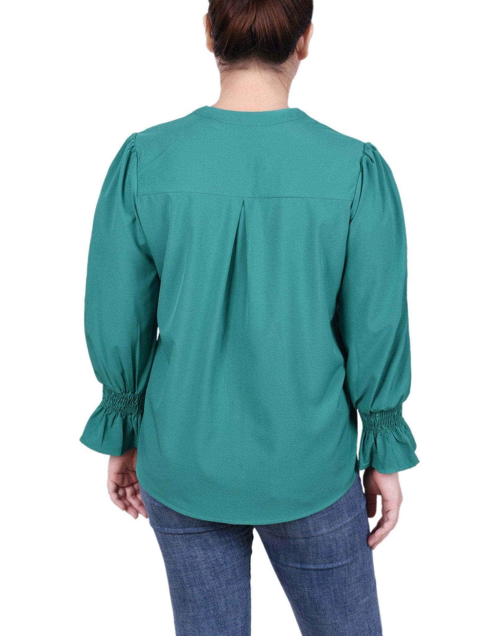 Long Sleeve Y Neck Blouse - Petite Product Image