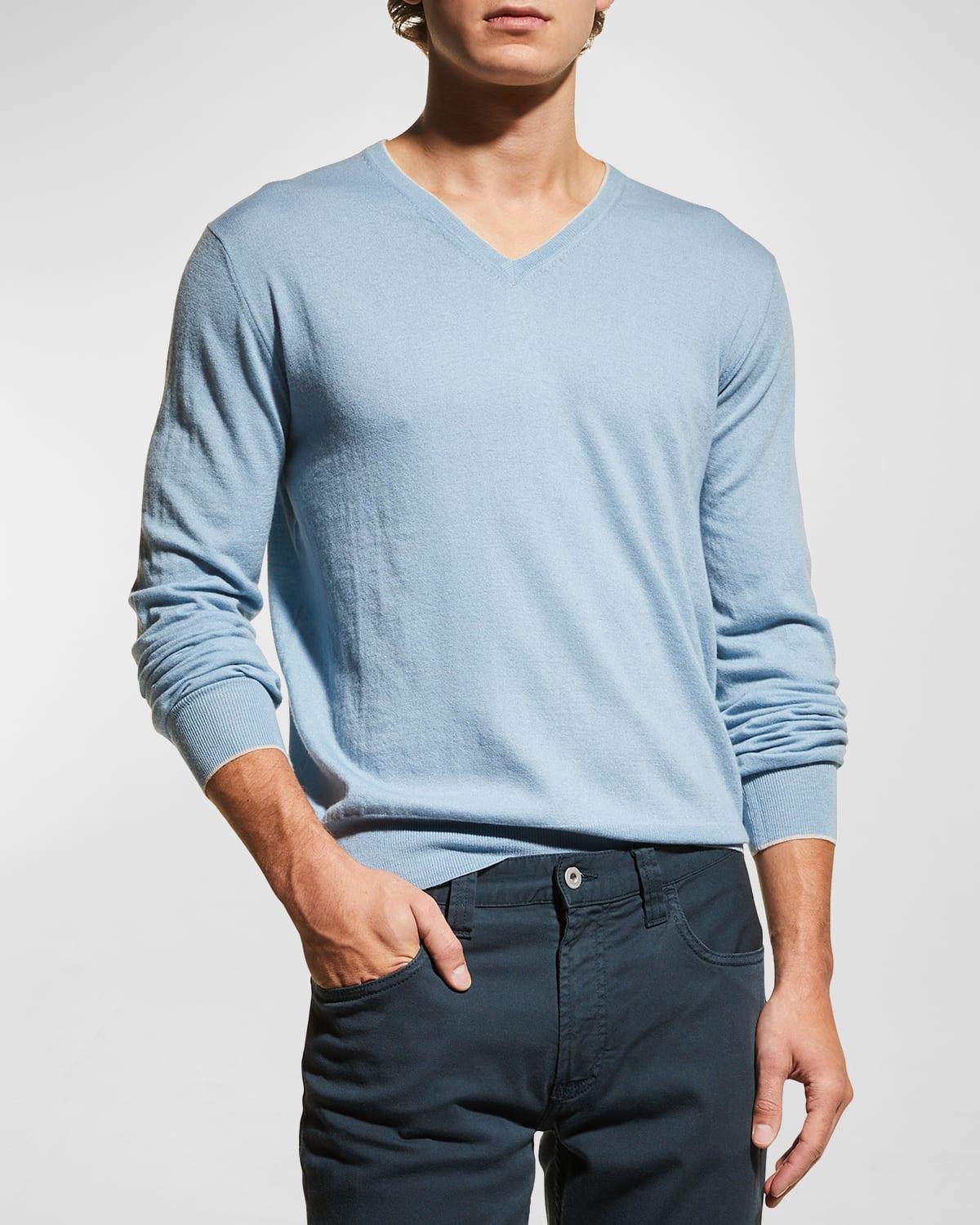 Mens Extra Lightweight Wool-Cashmere V-Neck Sweater Product Image