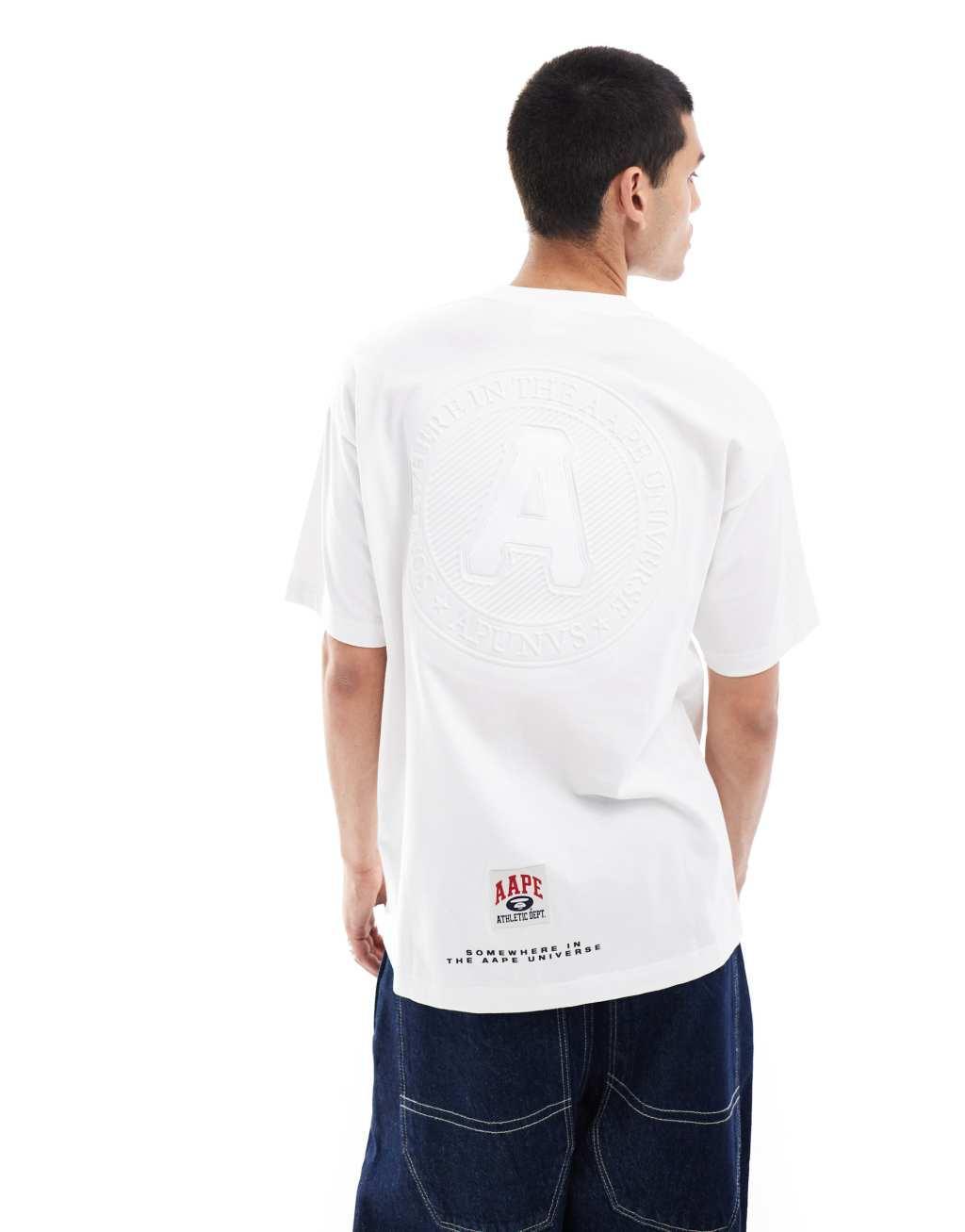 Aape by A Bathing Ape embossed logo t-shirt in white Product Image