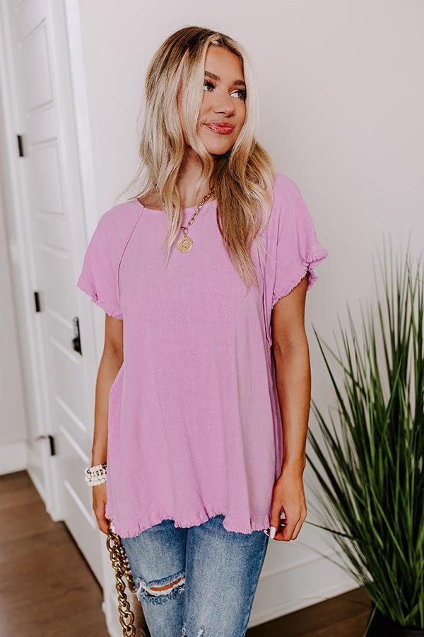 Open Book Frayed Shift Top In Violet Product Image