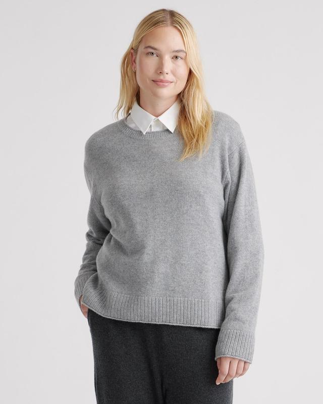 Womens Mongolian Cashmere Boxy Crewneck Sweater in Heather Grey, Size XL by Quince Product Image