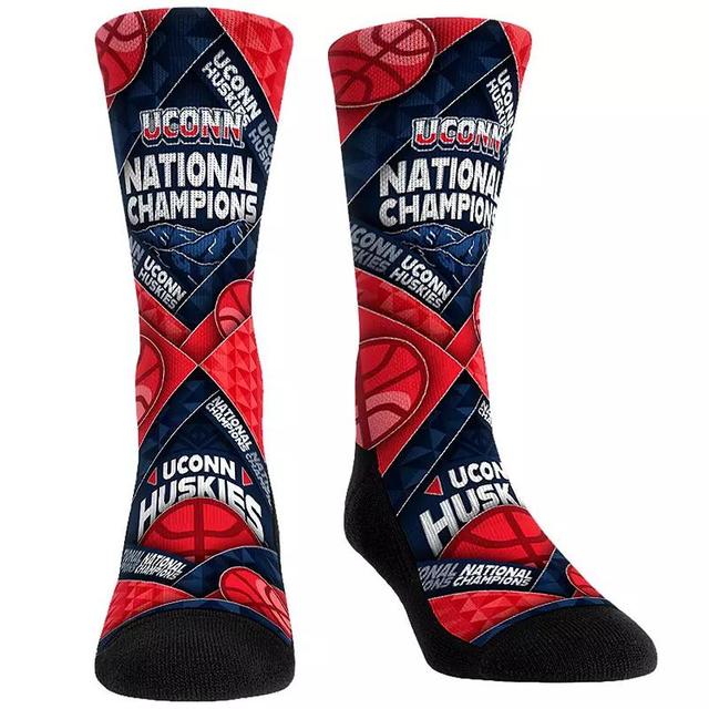 Unisex Rock Em Socks UConn Huskies 2024 NCAA Mens Basketball National Champions Diamond Weave Crew Socks, Adult Unisex Blue Product Image