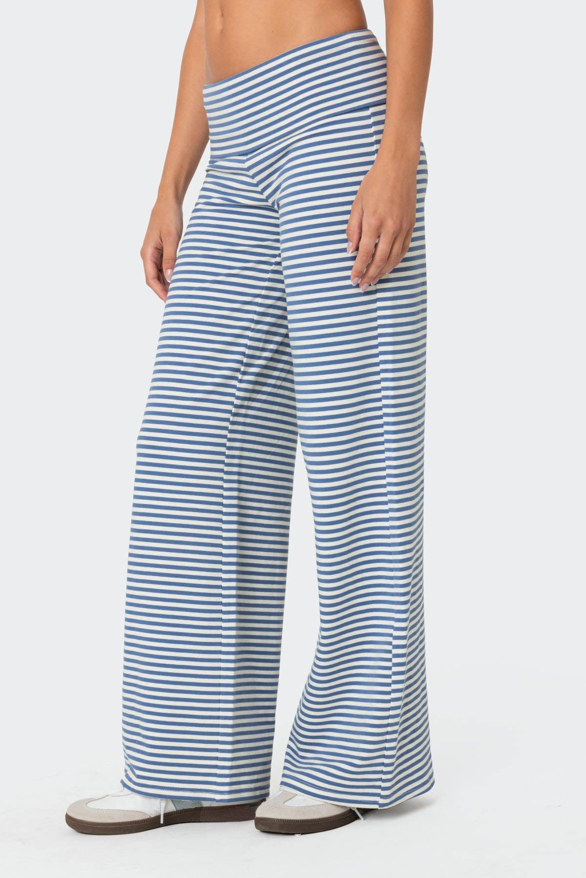 Lilah Striped Fold Over Pants Product Image