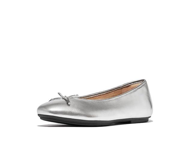 FitFlop Delicato Bow Soft Metallic-Leather Ballerinas Women's Flat Shoes Product Image