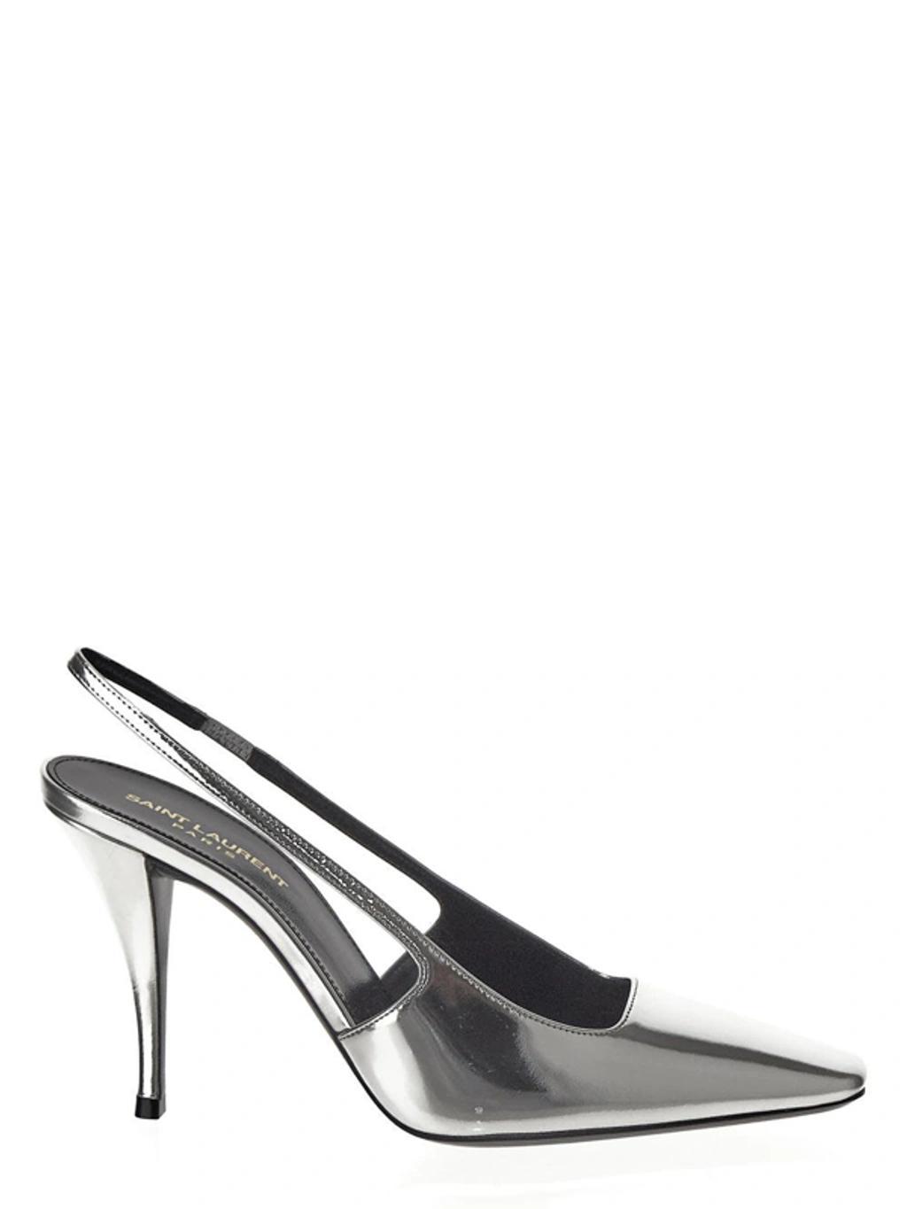 Blade Mirrored Leather Slingback Pumps In Metallic Product Image