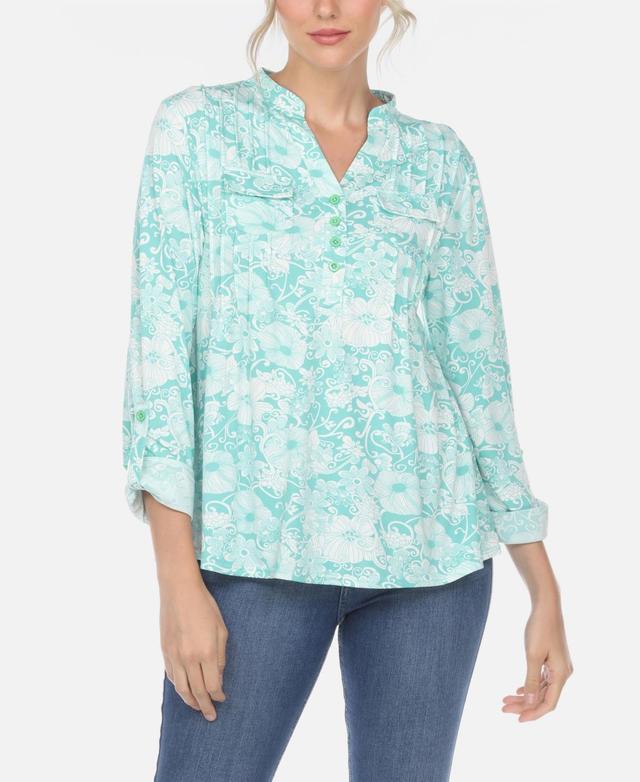 Womens Pleated Floral Print Blouse Product Image