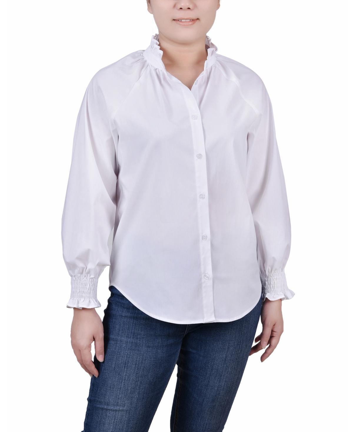 NY Collection Womens Missy Long Sleeve Button Front Blouse Product Image