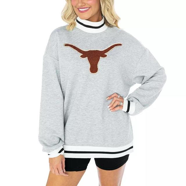 Womens Gameday Couture Ash Texas Longhorns In It To Win It Sporty Mock Neck Pullover Sweatshirt Product Image