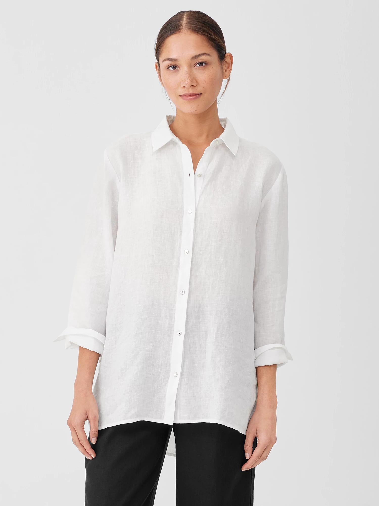 EILEEN FISHER Handkerchief Linen Classic Collar Shirtfemale Product Image