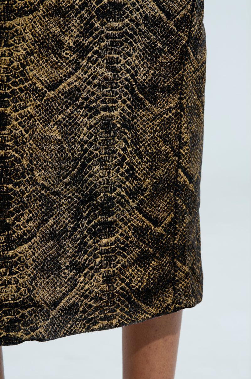 ANGELA SNAKEPRINT VELVET MIDI DRESS Product Image