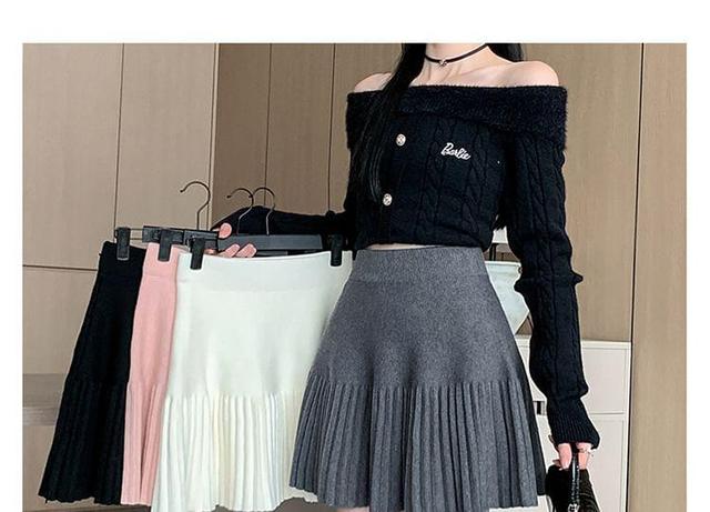 High Waist Plain Mini Pleated Skirt Product Image