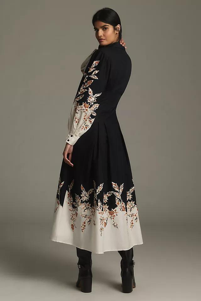 By Anthropologie Long-Sleeve Embellished Midi Shirt Dress Product Image