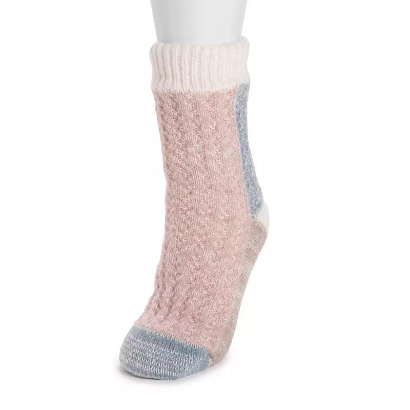 Womens MUK LUKS Faux Sherpa Lined Color Block Sweater Socks Product Image