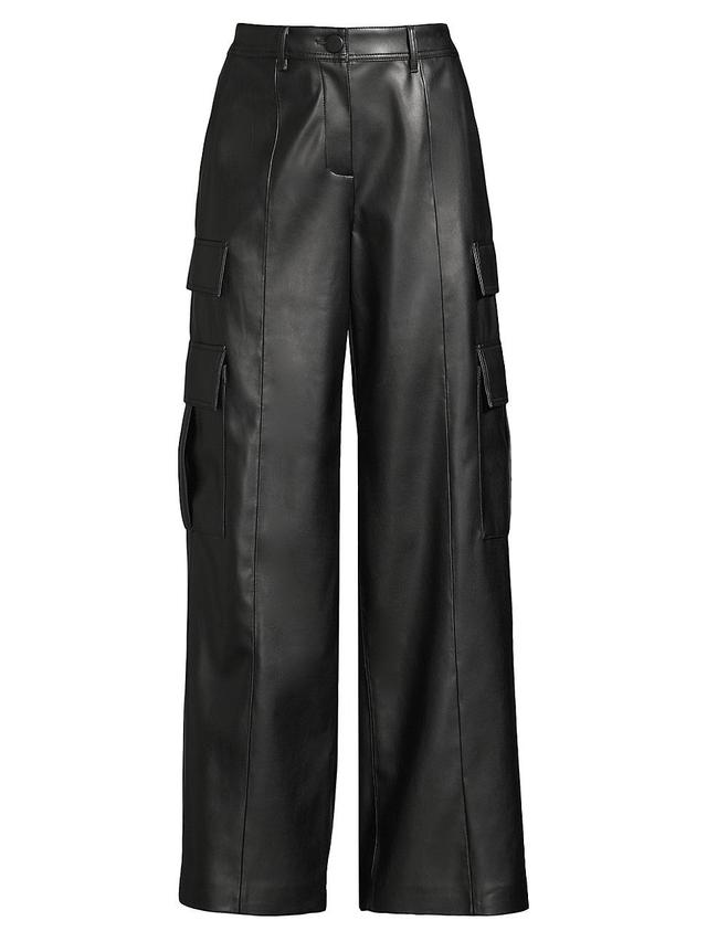 Womens Tobias Faux Leather Cargo Pants Product Image