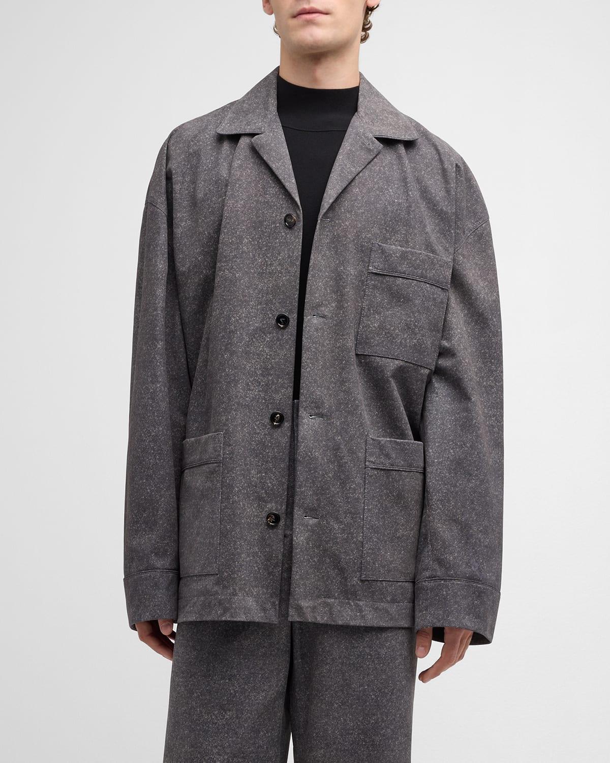 Mens Flannel-Printed Nubuck Chore Coat Product Image