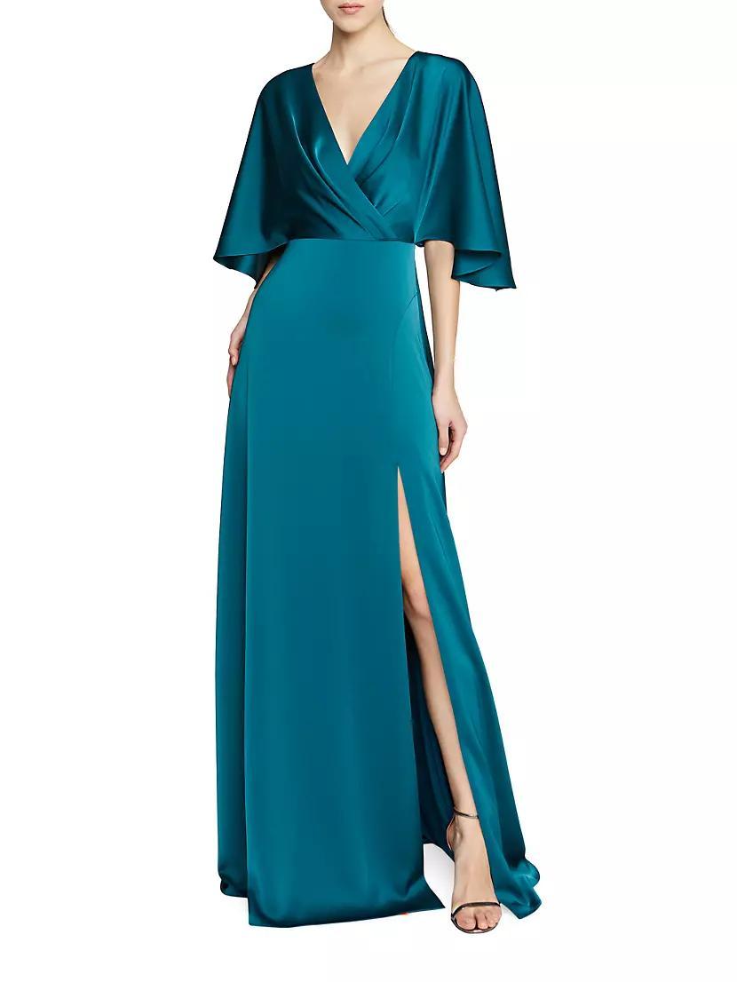 Womens Waverly Satin Flutter-Sleeve Gown Product Image